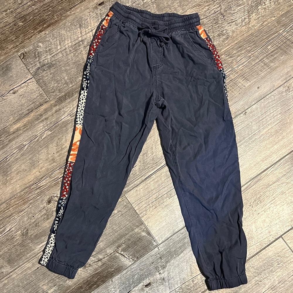 Knox Rose Navy Joggers with Multicolor Side Stripes